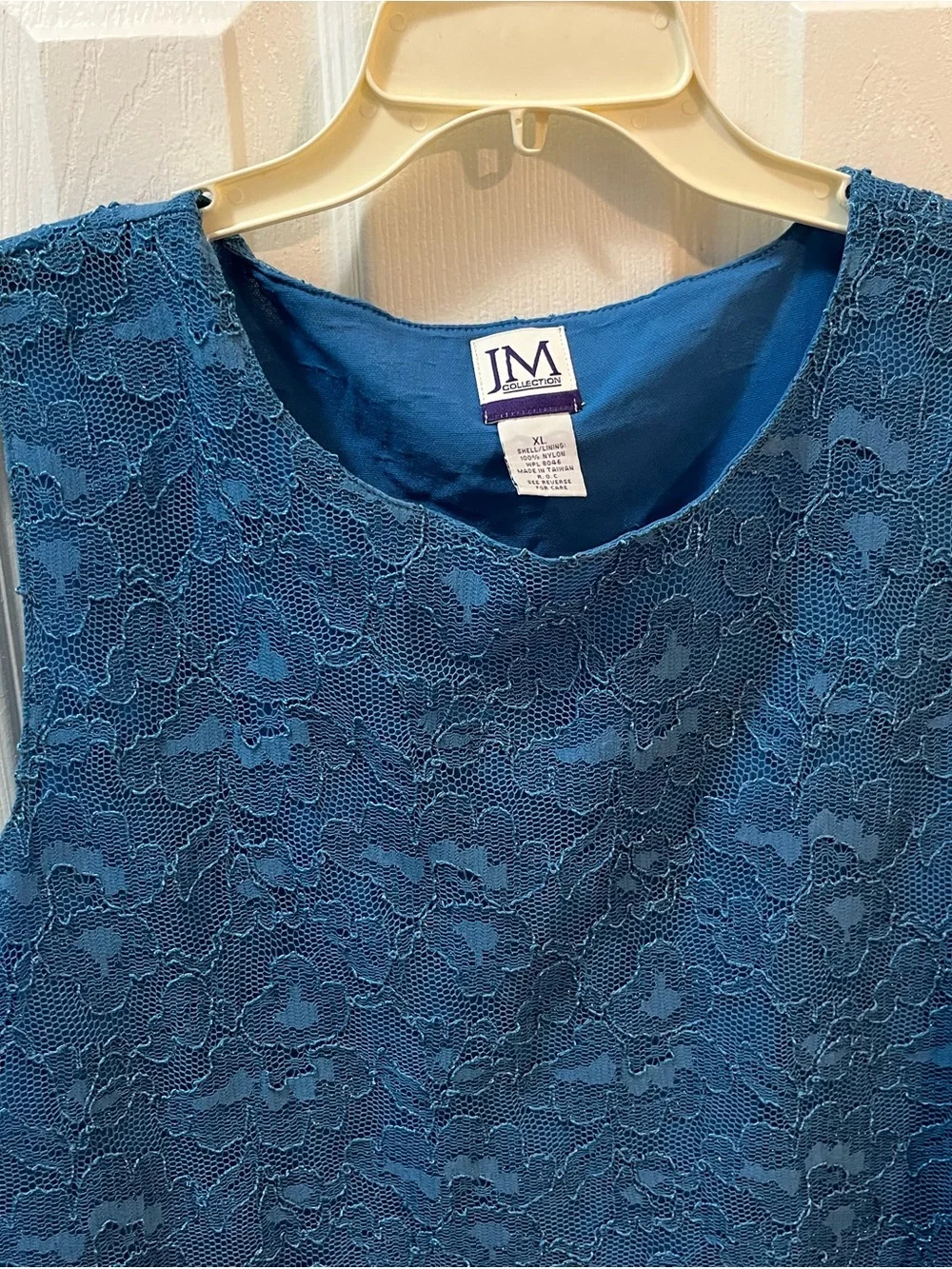 JM Collection New Chic Teal Lace Lined Sleeveless Shell Top Size XL - Picture 4 of 7